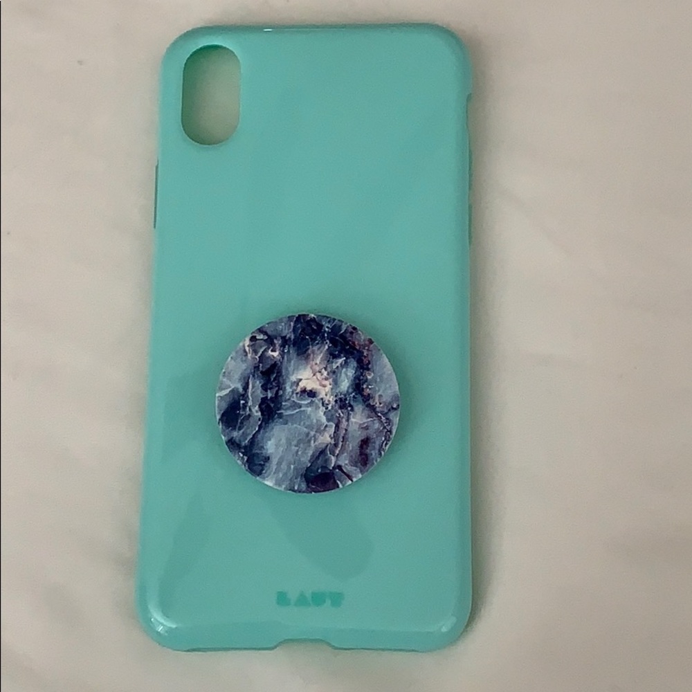 Laut turquoise iPhone XS case with pop socket